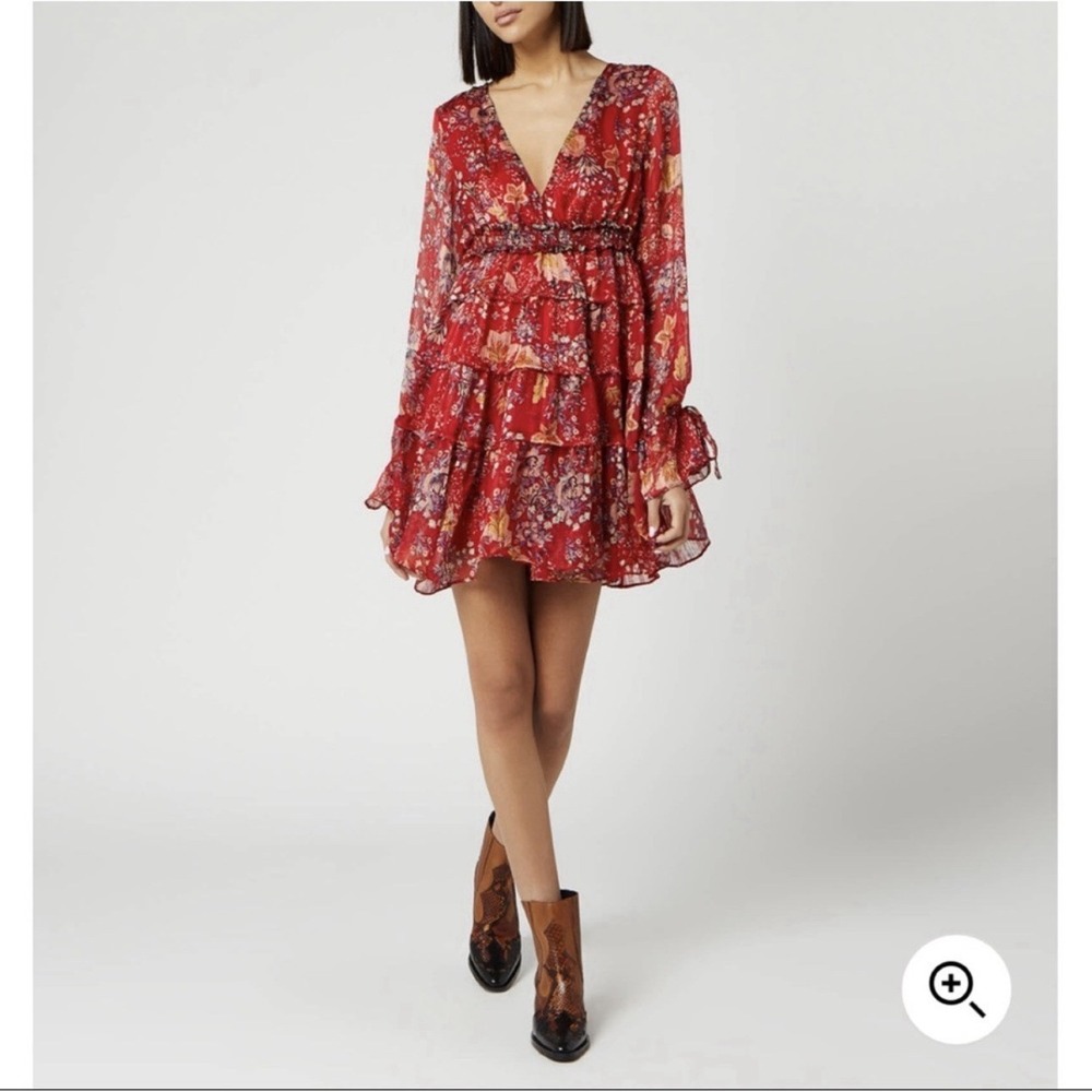 Free People Closer To The Heart Dress Floral Tiered Ruffle Boho Mini Sz S - Picture 2 of 7